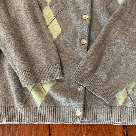 Ralph Lauren Polo Jeans Argyle Gray Women's Medium Button Down Cardigan Sweater - Picture 8 of 13
